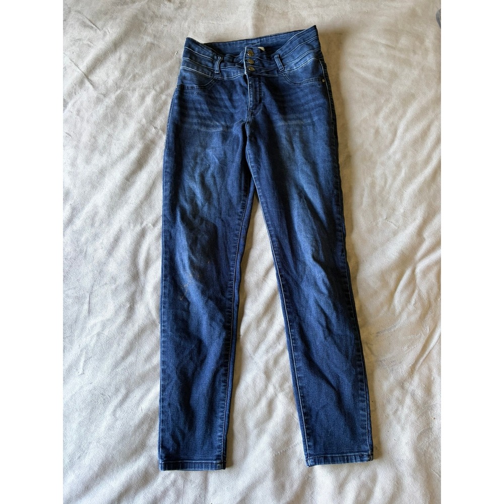 Angels Forever Young Womens Skinny Jeans Dark Wash High Rise Size 12 Blue Denim